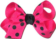 Small Shocking Pink with White Dots Polka Dot Bow